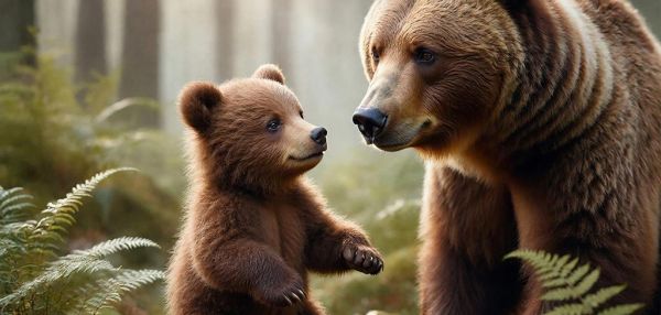 Медвежонок просил рыбу у рыбака и относил её своей раненой матери