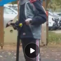 Пропал черно-оранжевый  трюковой самокат FOX pro