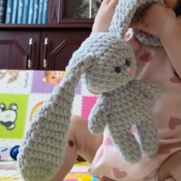 ПОТЕРЯЛСЯ серый ЗАЙЧИК любимая ВЯЗАНАЯ ИГРУШКА дочки